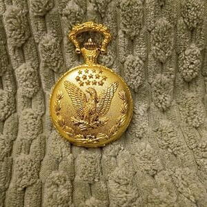 Gold Eagle Pocket Watch Pendant New Battery
